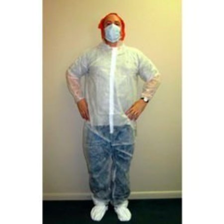 KEYSTONE SAFETY Polypropylene Coverall, Elastic Wrists & Ankles, Zipper Front, Single Collar, White, 2XL, 25/Case CVL-NW-E-2XL